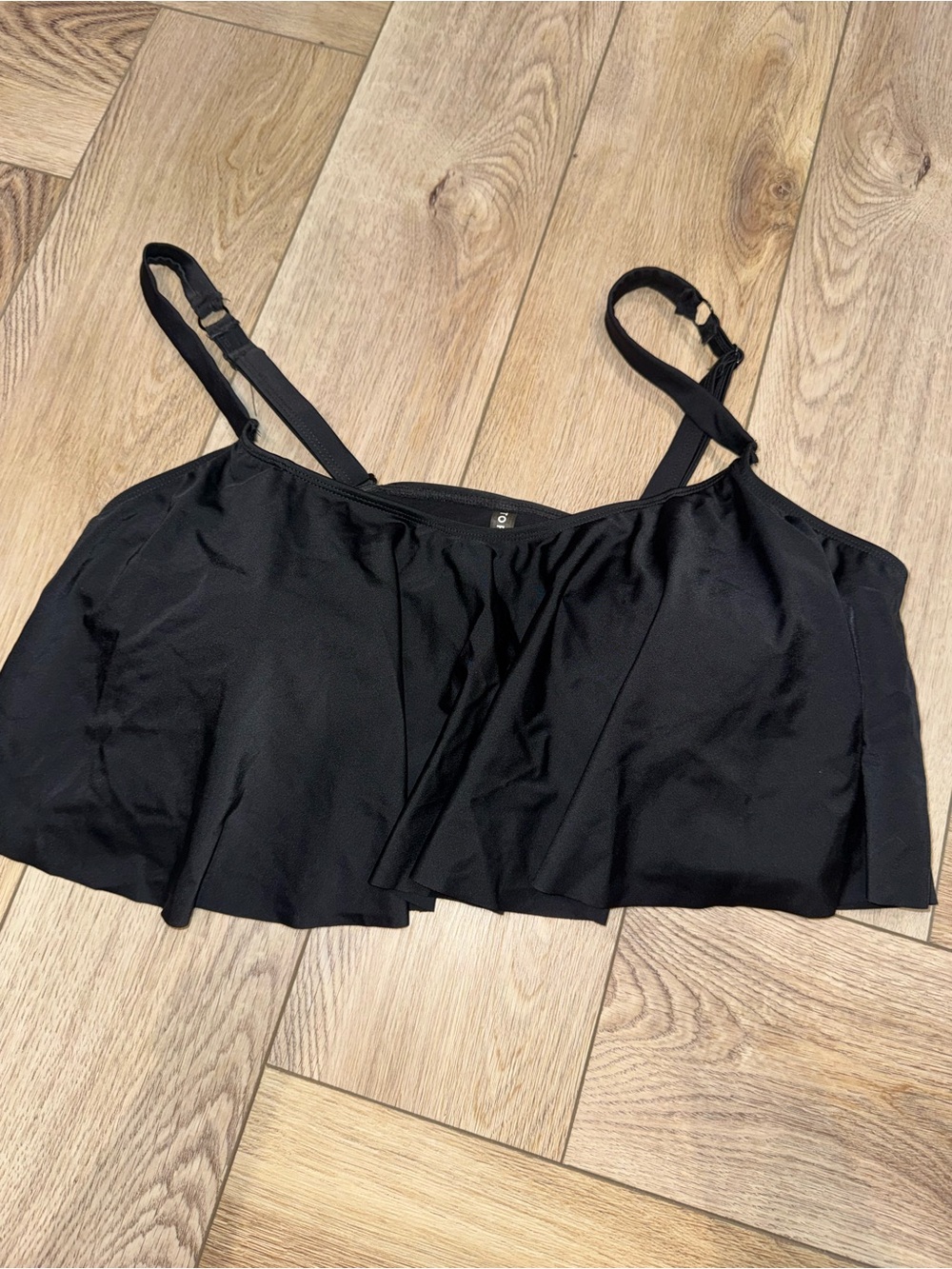 Torrid Black Swim Top with Flounce Detail